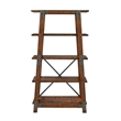 Fanny 72 Inch Bookshelf- 4 Tiers- Faux Rivet Details- Brown Wood Frame