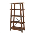 Fanny 72 Inch Bookshelf- 4 Tiers- Faux Rivet Details- Brown Wood Frame