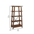 Fanny 72 Inch Bookshelf- 4 Tiers- Faux Rivet Details- Brown Wood Frame