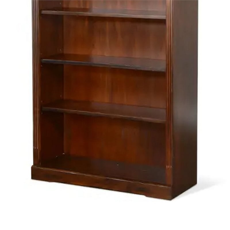 Odell Bookcase w 5 Adjustable Shelves- Dark Brown Slate Inlay 60 Inch