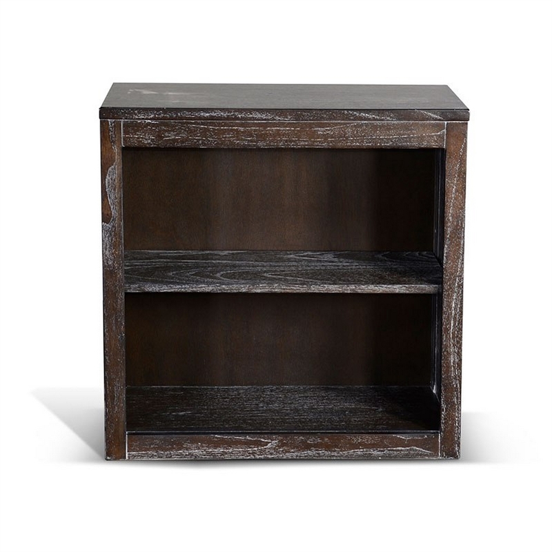 Sofi Small Bookcase- X Cross Panels- 2 Shelves- Dark Brown Veneer
