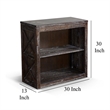 Sofi Small Bookcase- X Cross Panels- 2 Shelves- Dark Brown Veneer