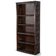 Sofi Bookcase- X Cross Panels and 5 Open Shelves- Dark Brown Veneer