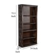 Sofi Bookcase- X Cross Panels and 5 Open Shelves- Dark Brown Veneer