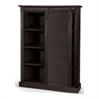 Cyna Bookcase- Sliding Barn Door with 3 Shelves- Dark Brown 66 Inch