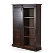 Cyna Bookcase- Sliding Barn Door with 3 Shelves- Dark Brown 66 Inch