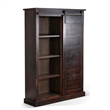 Cyna Bookcase- Sliding Barn Door with 3 Shelves- Dark Brown 66 Inch