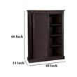 Cyna Bookcase- Sliding Barn Door with 3 Shelves- Dark Brown 66 Inch