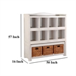 Bem Bookcase w Trundle Bench- 3 Woven Basket- 8 Cubbies- White 57 Inch