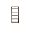 Yael Bookcase- 5 Brown Mahogany Shelves and Black Metal Frame- 72 Inch