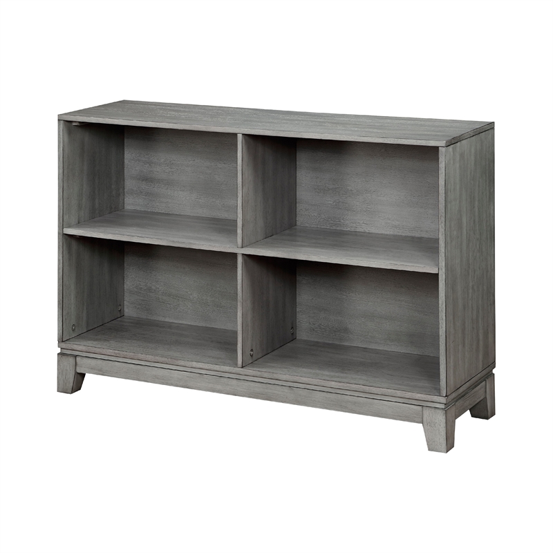 Thiem Cubby Bookcase- 43 Inch Wide 4 Shelves- Rustic Gray Veneer