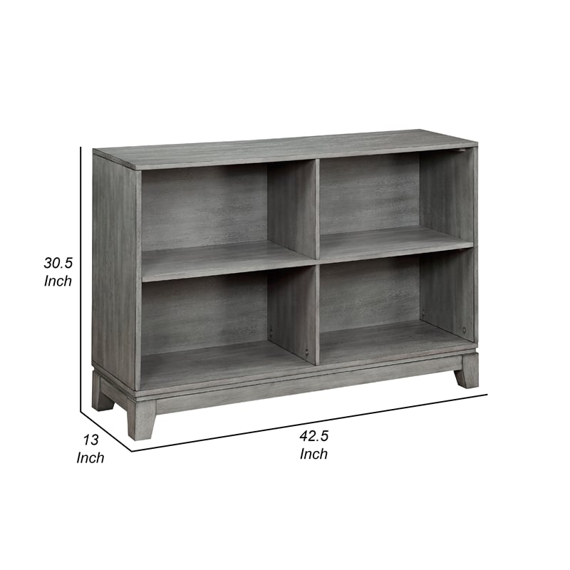 Thiem Cubby Bookcase- 43 Inch Wide 4 Shelves- Rustic Gray Veneer