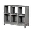 Thiem Cubby Bookcase- 6 Cube Style Shelves- Rustic Gray Veneer 40 Inch