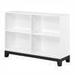 Thiem Bookcase- 4 Cube Shelves- White- Black Veneer- 43 Inch