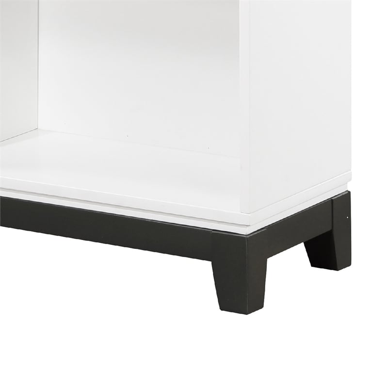 Thiem Bookcase- 4 Cube Shelves- White- Black Veneer- 43 Inch