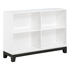 Thiem Bookcase- 4 Cube Shelves- White- Black Veneer- 43 Inch