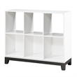 Thiem Bookcase- 6 Cubby Style Shelves- White- Black Veneer- 40 Inch