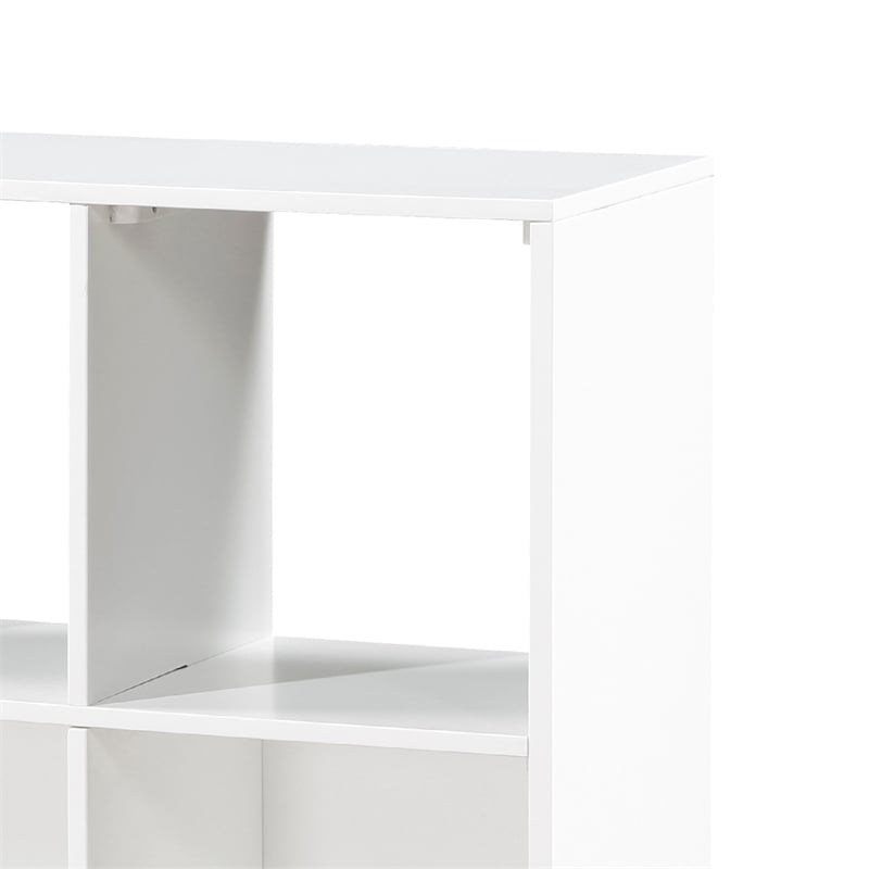 Thiem Bookcase- 6 Cubby Style Shelves- White- Black Veneer- 40 Inch
