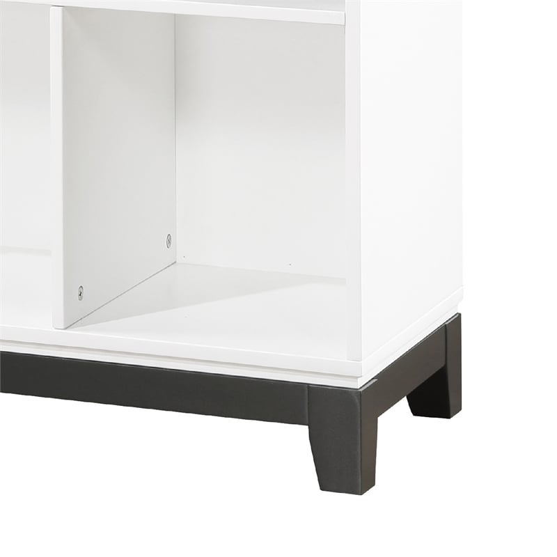 Thiem Bookcase- 6 Cubby Style Shelves- White- Black Veneer- 40 Inch