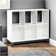 Thiem Bookcase- 6 Cubby Style Shelves- White- Black Veneer- 40 Inch