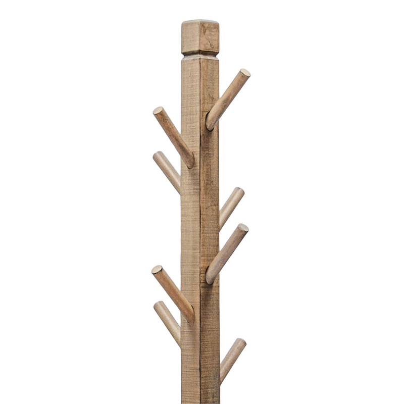 Rena Coat/Hat Tree Stand- 8 Wood Stems- 72 Inch Light Brown Mahogany