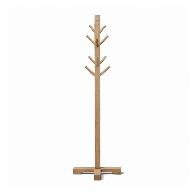Rena Coat/Hat Tree Stand- 8 Wood Stems- 72 Inch Light Brown Mahogany