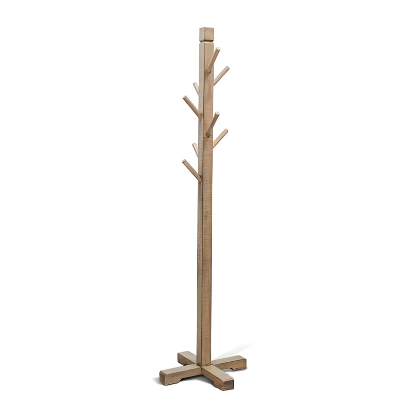 Rena Coat/Hat Tree Stand- 8 Wood Stems- 72 Inch Light Brown Mahogany