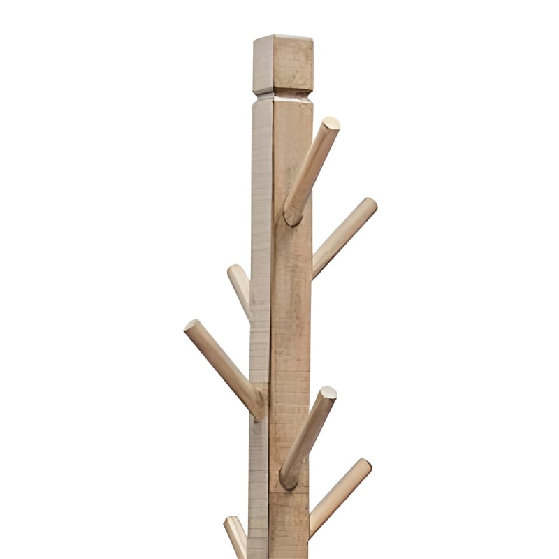 Rena Coat/Hat Tree Stand- 8 Wood Stems- 72 Inch Light Brown Mahogany