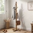 Rena Coat/Hat Tree Stand- 8 Wood Stems- 72 Inch Light Brown Mahogany