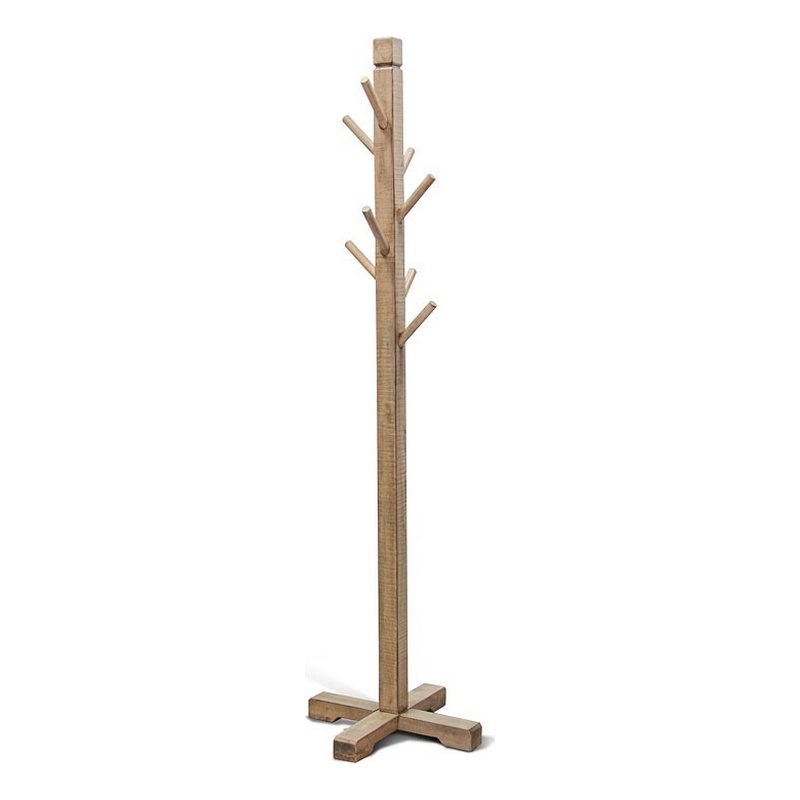 Rena Coat/Hat Tree Stand- 8 Wood Stems- 72 Inch Light Brown Mahogany
