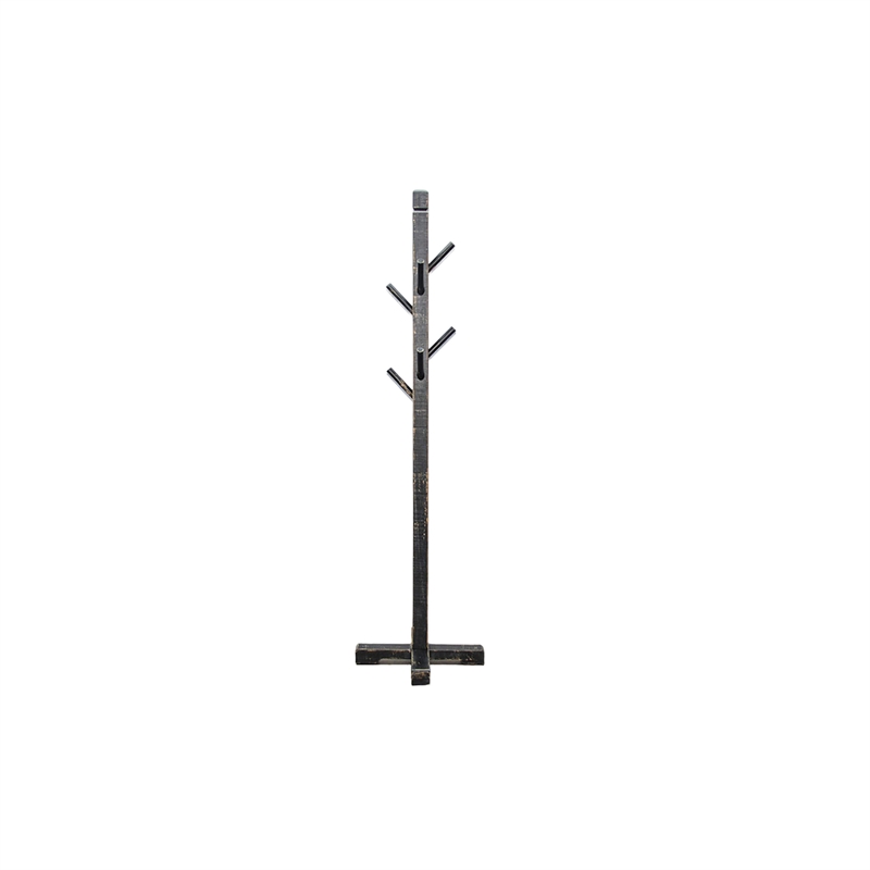 Rena Coat- Hat Rack Stand- 8 Wood Stems- 72 Inch Rustic Black Mahogany