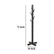 Rena Coat- Hat Rack Stand- 8 Wood Stems- 72 Inch Rustic Black Mahogany