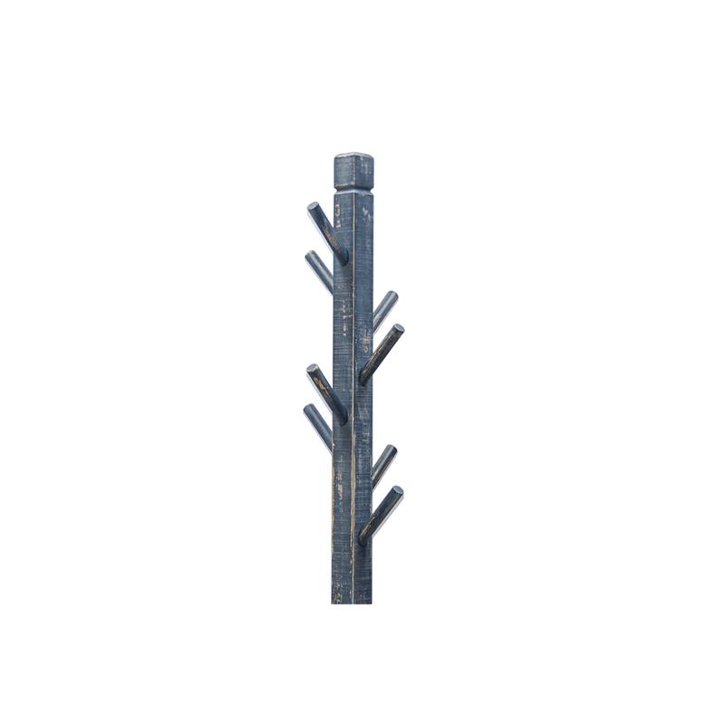 Rena Coat- Hat Rack Stand- 8 Wood Stems- 72 Inch Ocean Blue Mahogany