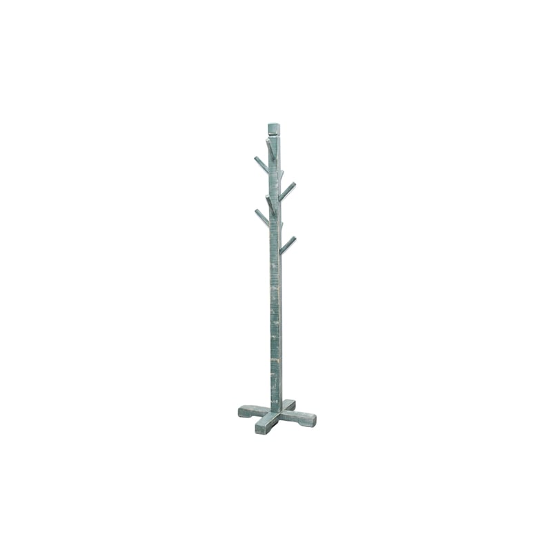 Rena Coat- Hat Rack Stand- 8 Wood Stems- 72 Inch Rustic Green Mahogany
