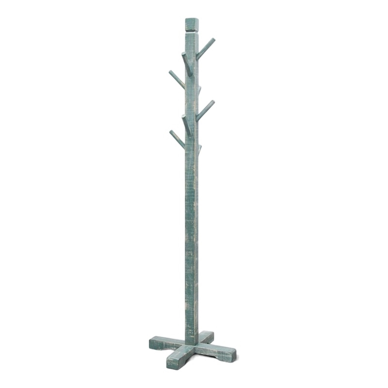 Rena Coat- Hat Rack Stand- 8 Wood Stems- 72 Inch Rustic Green Mahogany