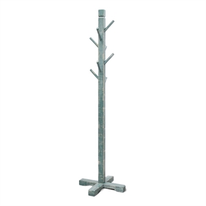 Rena Coat- Hat Rack Stand- 8 Wood Stems- 72 Inch Rustic Green Mahogany