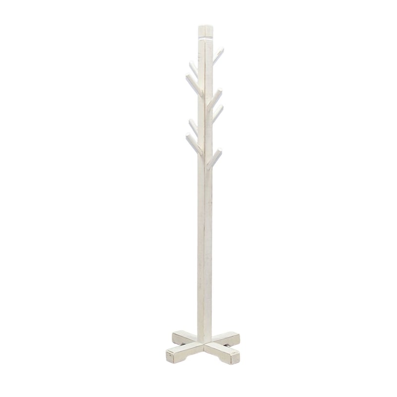 Rena Coat- Hat Rack Stand- 8 Wood Stems- 72 Inch Rustic White Mahogany