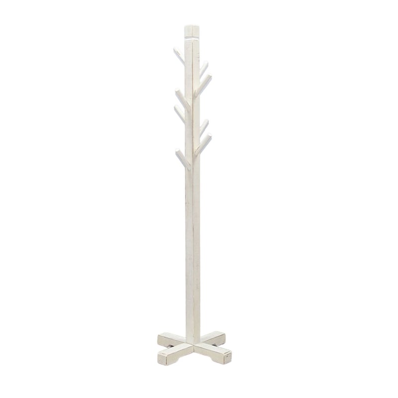 Rena Coat- Hat Rack Stand- 8 Wood Stems- 72 Inch Rustic White Mahogany
