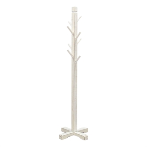 Rena Coat- Hat Rack Stand- 8 Wood Stems- 72 Inch Rustic White Mahogany