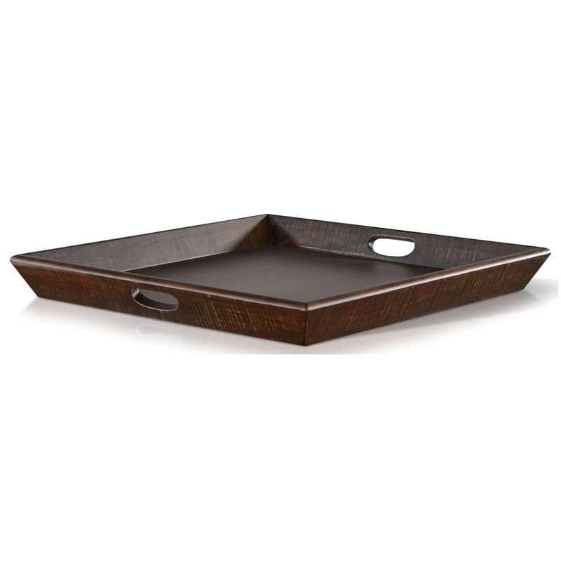Flint Decorative Serving Tray-27x27 Square Dark Rustic Oak Brown