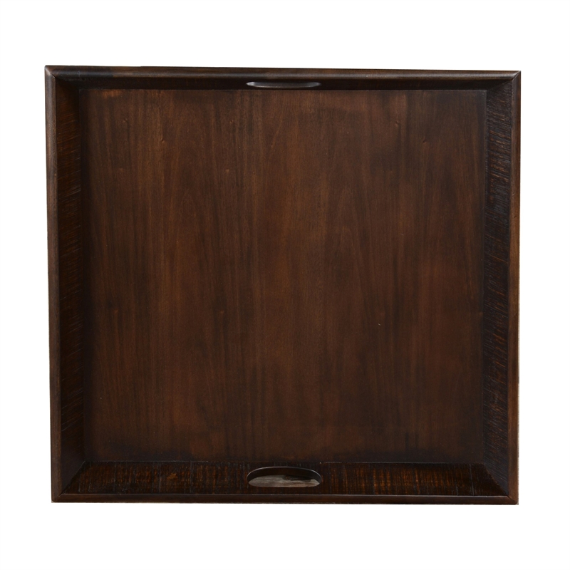 Flint Decorative Serving Tray-27x27 Square Dark Rustic Oak Brown
