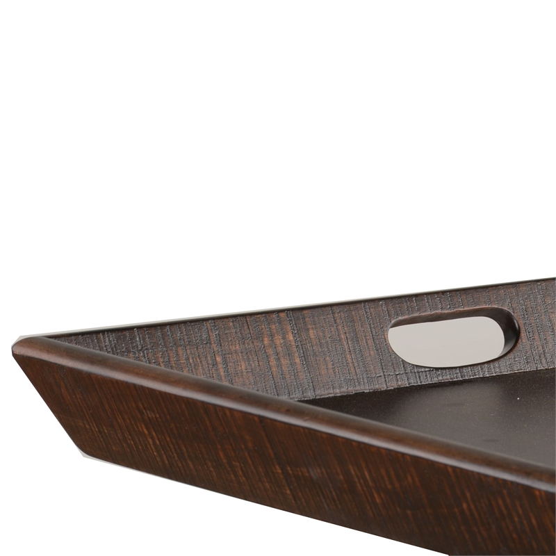 Flint Decorative Serving Tray-27x27 Square Dark Rustic Oak Brown