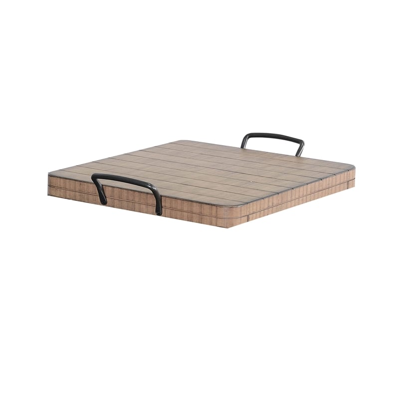 Rena Ottoman Tray with Metal Handles-17 Inch Light Brown Mahogany