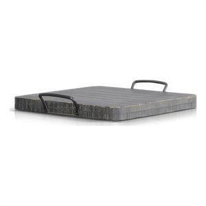 Rena Ottoman Tray with Metal Handles-17 Inch Black Sand Mahogany Wood