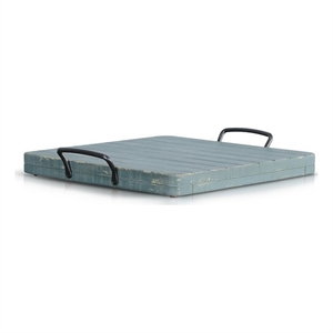 Rena Ottoman Tray with Metal Handle-17 Inch Distressed Green Mahogany