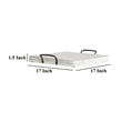 Rena Ottoman Tray-Metal Handles-17 Inch Distressed White Mahogany