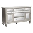 Jomo Sideboard Buffet Console- Mirror Front- 5 Drawers Silver- 57 Inch