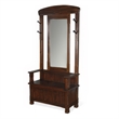 Odell Foyer Hall Tree Coat Hanger w Mirror- Storage Bench- Dark Brown