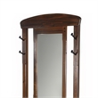 Odell Foyer Hall Tree Coat Hanger w Mirror- Storage Bench- Dark Brown