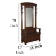 Odell Foyer Hall Tree Coat Hanger w Mirror- Storage Bench- Dark Brown